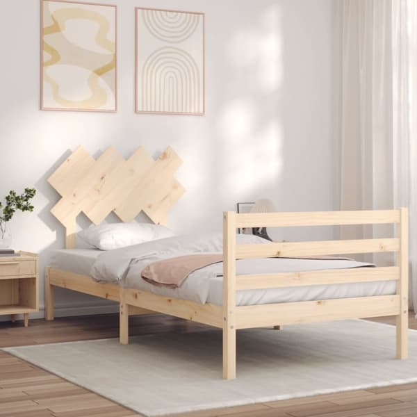 Sängynrunko päädyllä 90x200 cm täysi puu