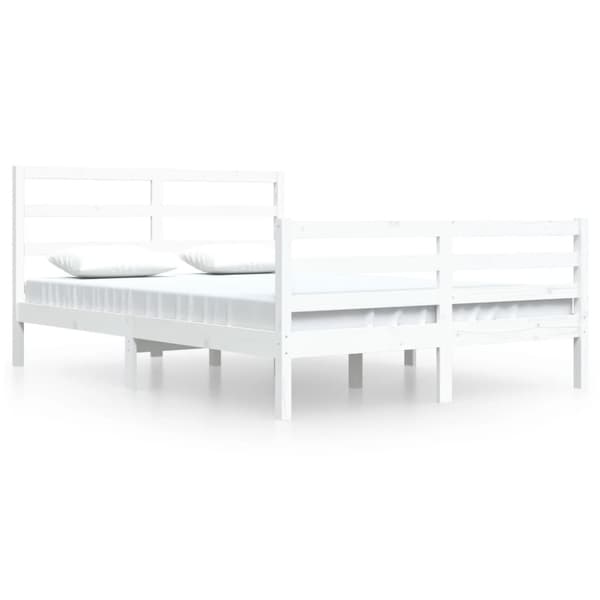 sengeramme 160x200 cm massivt fyrretræ hvid