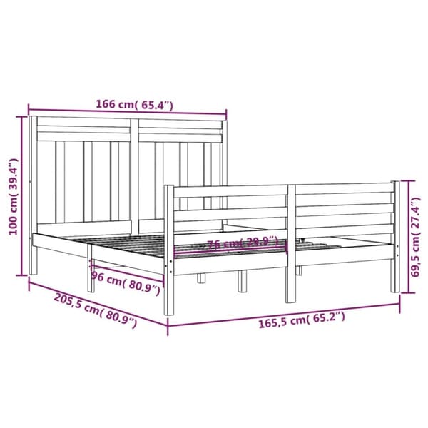 sengeramme 160x200 cm massivt træ hvid