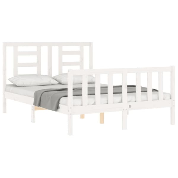 sengeramme med sengegavl 140x190 cm massivt træ hvid