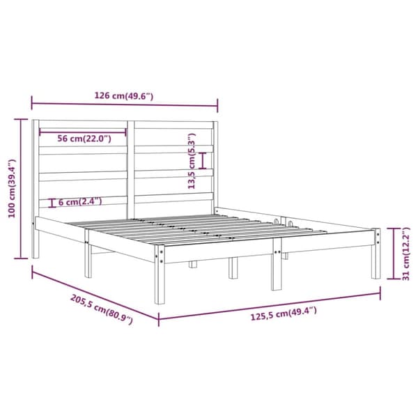 sengeramme 120x200 cm massivt fyrretræ