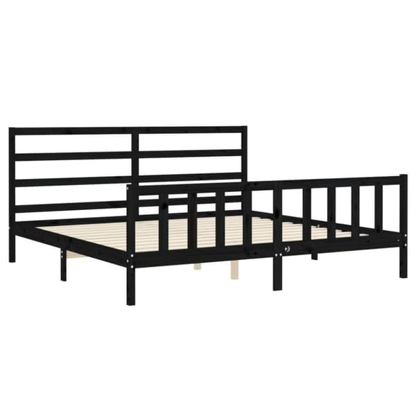 sengeramme med sengegavl 200x200 cm massivt træ sort