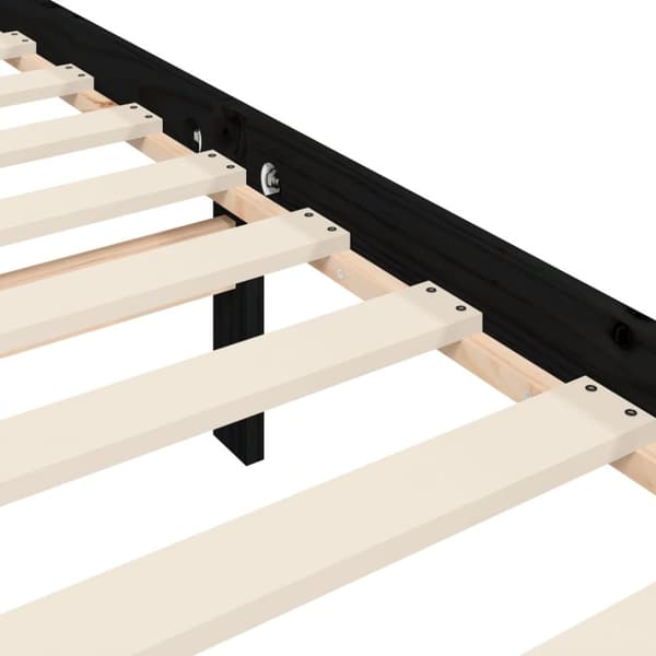 sengeramme med sengegavl 200x200 cm massivt træ sort