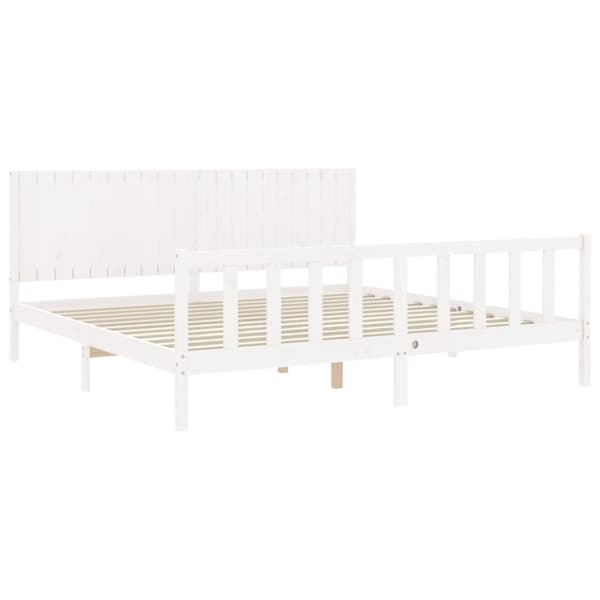 sengeramme med sengegavl 200x200 cm massivt træ hvid