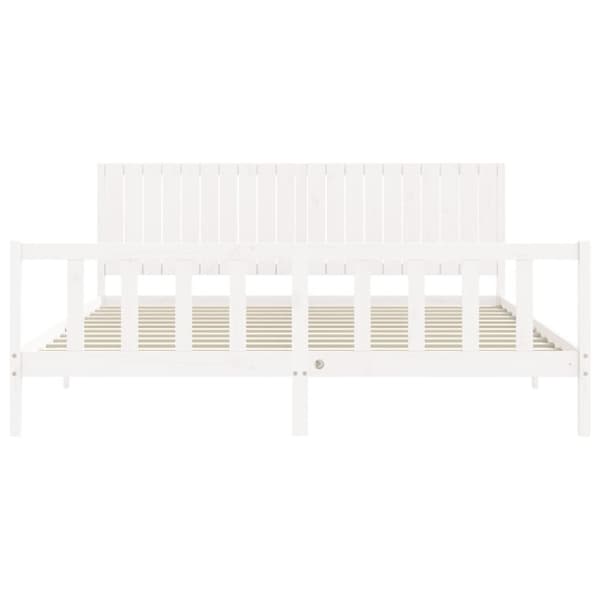sengeramme med sengegavl 200x200 cm massivt træ hvid
