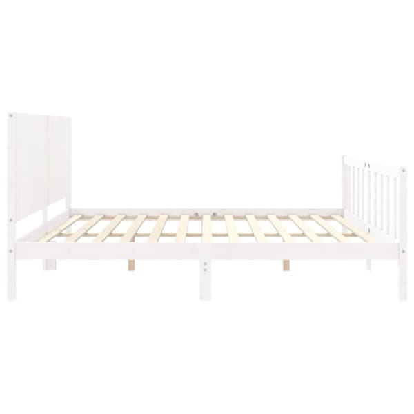 sengeramme med sengegavl 200x200 cm massivt træ hvid