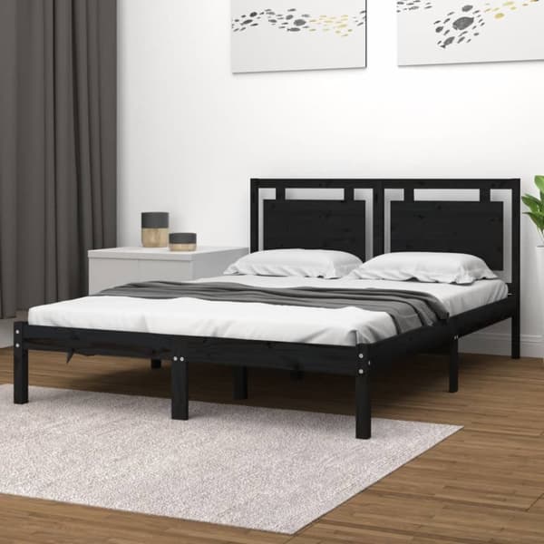 sengeramme 200x200 cm massivt træ sor