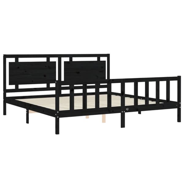 sengeramme med sengegavl 200x200 cm massivt træ sort