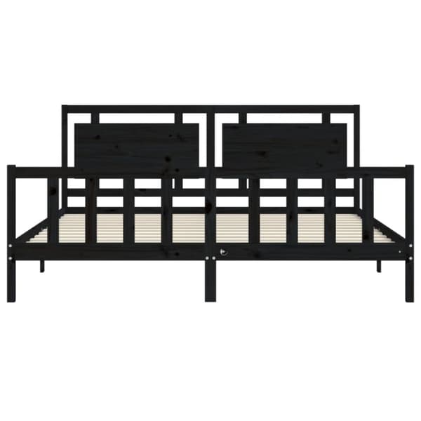 sengeramme med sengegavl 200x200 cm massivt træ sort