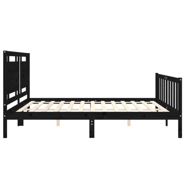 sengeramme med sengegavl 200x200 cm massivt træ sort