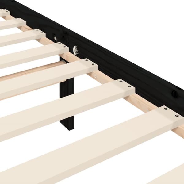 sengeramme med sengegavl 200x200 cm massivt træ sort