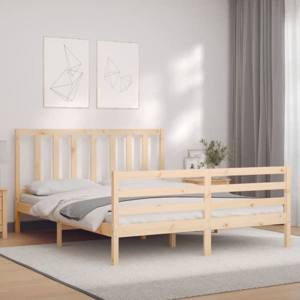 sengeramme med sengegavl 160x200 cm massivt træ