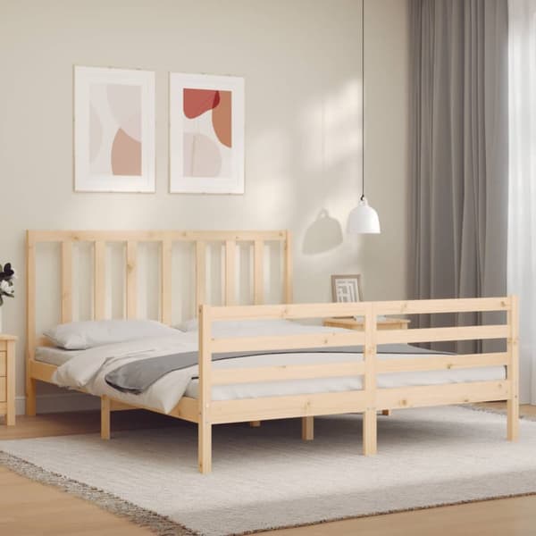 sengeramme med sengegavl 160x200 cm massivt træ