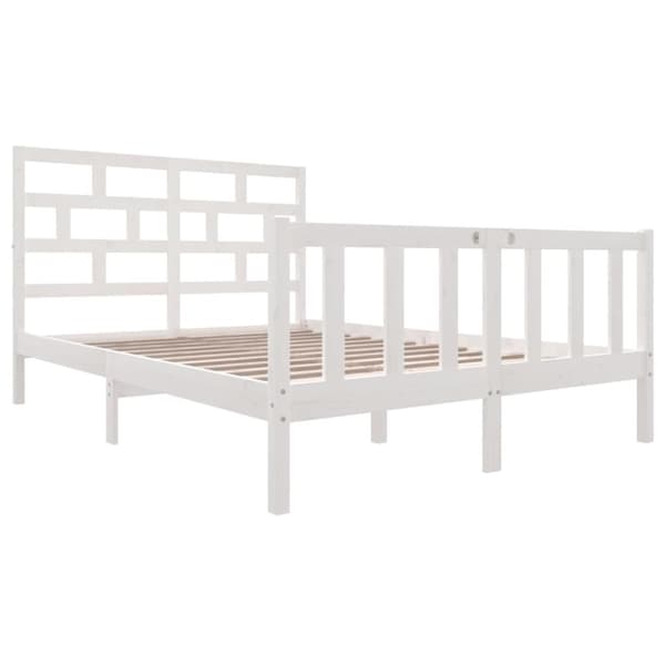 sengeramme 140x200 cm massivt fyrretræ hvid