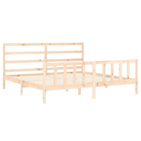 sengeramme med sengegavl 200x200 cm massivt træ