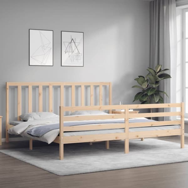 Sängynrunko päädyllä 200x200 cm täysi puu