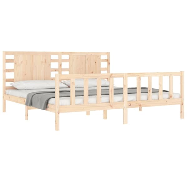 sengeramme med sengegavl 200x200 cm massivt træ