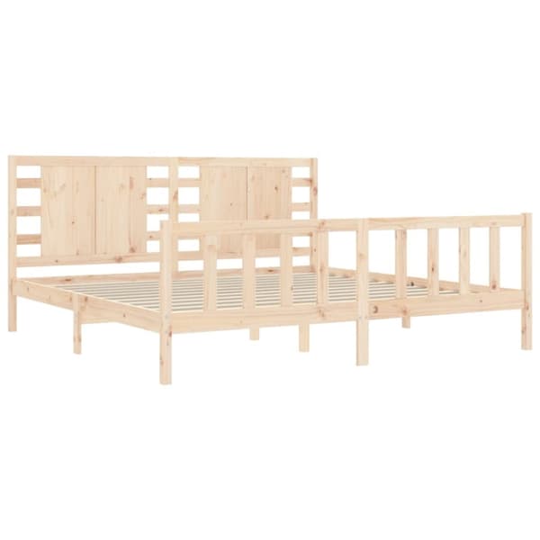 sengeramme med sengegavl 200x200 cm massivt træ