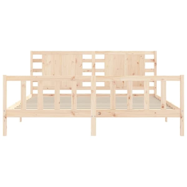 sengeramme med sengegavl 200x200 cm massivt træ