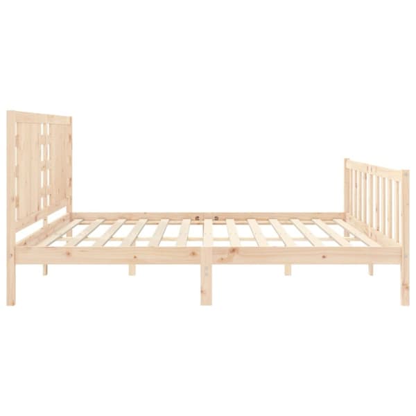 sengeramme med sengegavl 200x200 cm massivt træ