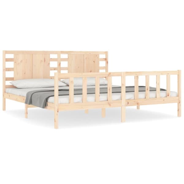 sengeramme med sengegavl 200x200 cm massivt træ