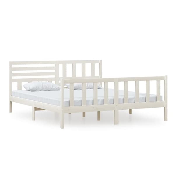 sengeramme 180x200 cm Super King massivt træ hvid