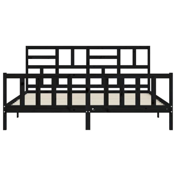sengeramme med sengegavl 200x200 cm massivt træ sort
