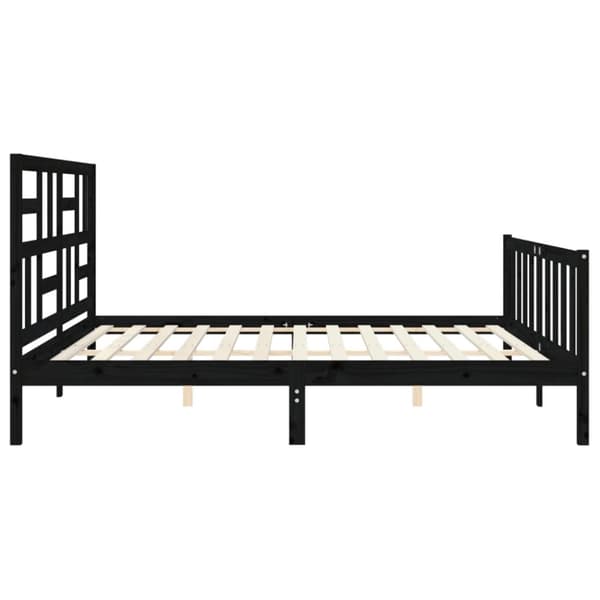sengeramme med sengegavl 200x200 cm massivt træ sort