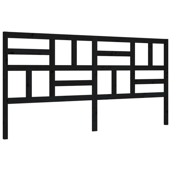 sengeramme med sengegavl 200x200 cm massivt træ sort