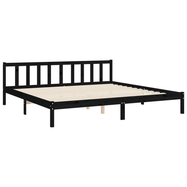 sengeramme med sengegavl 200x200 cm massivt træ sort
