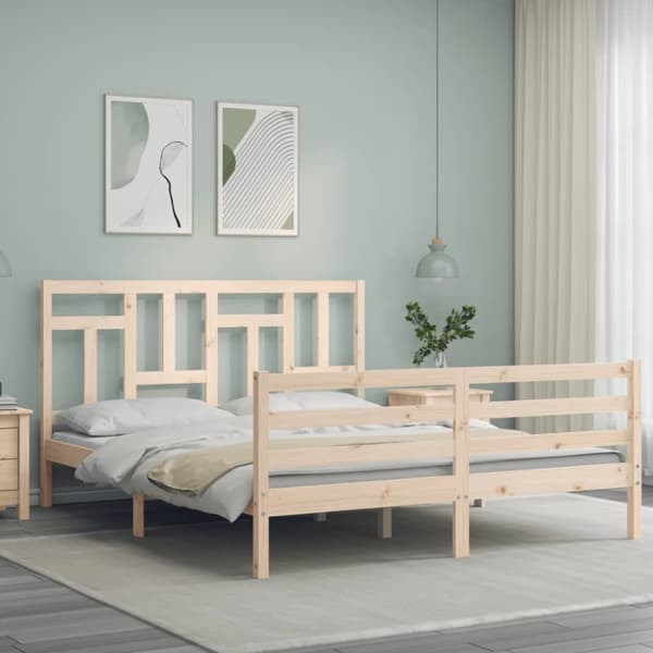 Sängynrunko päädyllä 160x200 cm täysi mänty