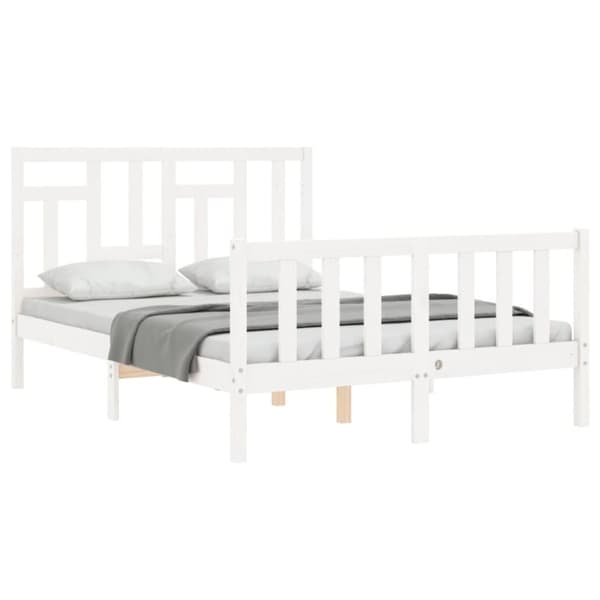 sengeramme med sengegavl 140x200 cm massivt træ hvid