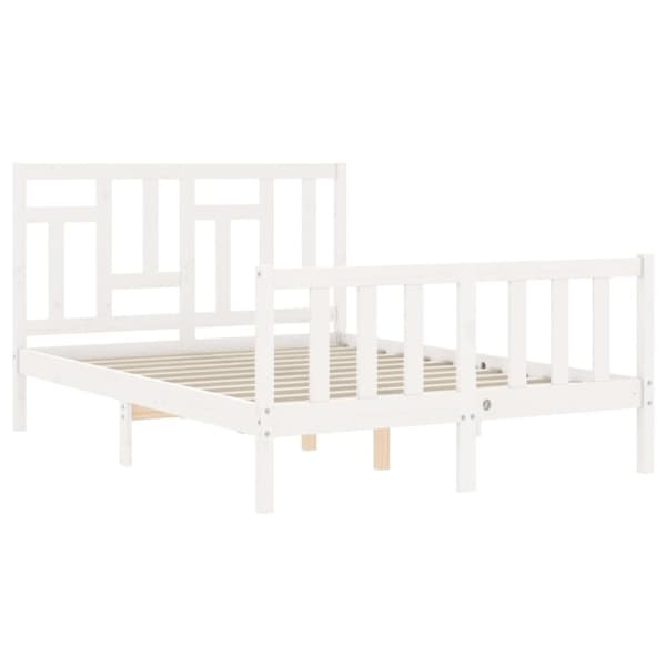 sengeramme med sengegavl 140x200 cm massivt træ hvid