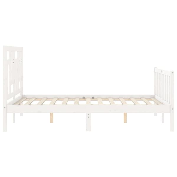 sengeramme med sengegavl 140x200 cm massivt træ hvid