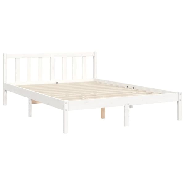sengeramme med sengegavl 140x200 cm massivt træ hvid