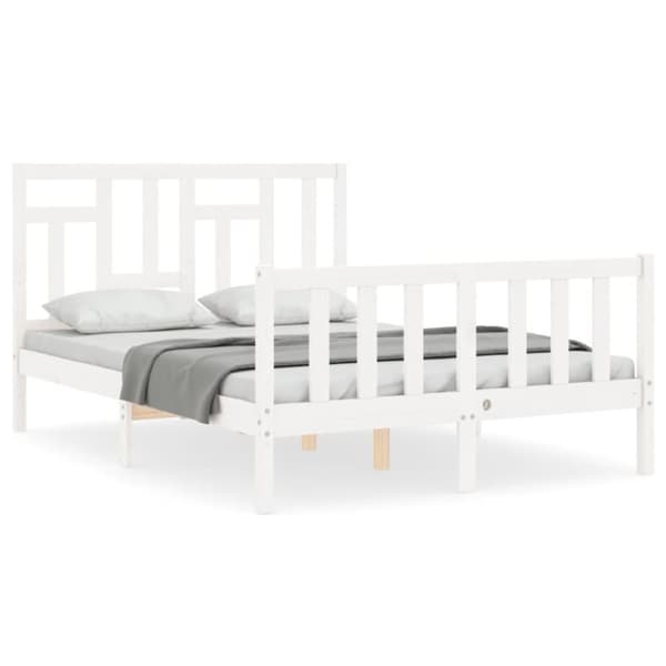 sengeramme med sengegavl 140x200 cm massivt træ hvid