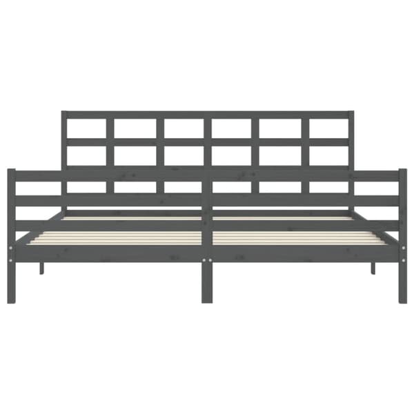 sengeramme med sengegavl 200x200 cm massivt træ grå