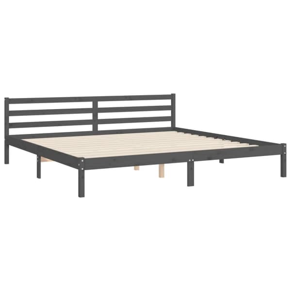 Sängynrunko päädyllä harmaa 200x200 cm täysi puu