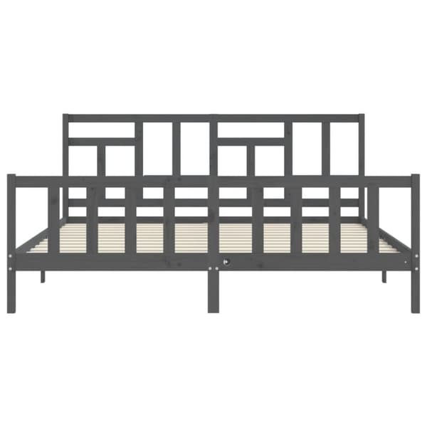 sengeramme med sengegavl 200x200 cm massivt træ grå