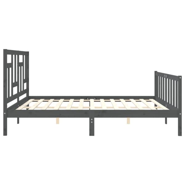 sengeramme med sengegavl 200x200 cm massivt træ grå