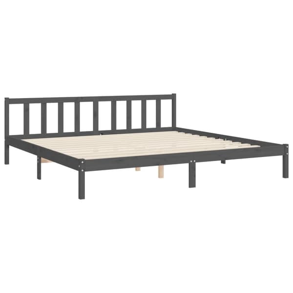 sengeramme med sengegavl 200x200 cm massivt træ grå