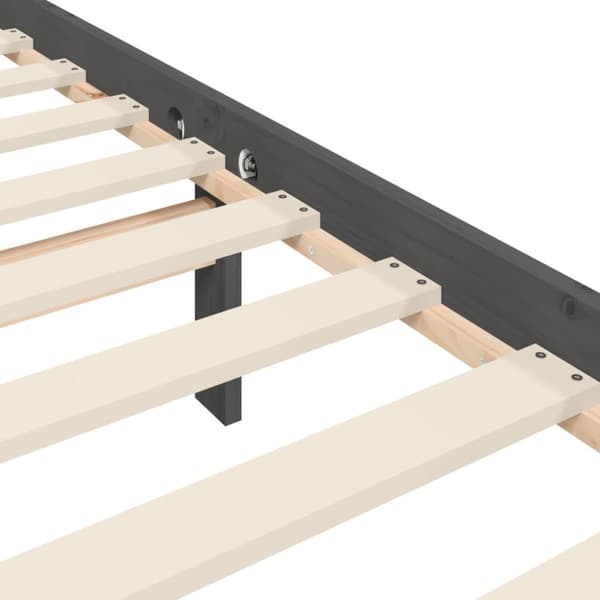 sengeramme med sengegavl 200x200 cm massivt træ grå