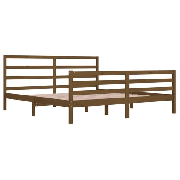 sengeramme 200x200 cm massivt fyrretræ gyldenbrun
