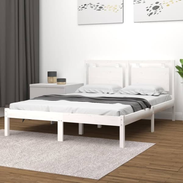 sengeramme 160x200 cm massivt træ hvid