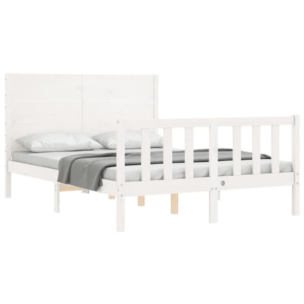 sengeramme med sengegavl 140x190 cm massivt træ hvid
