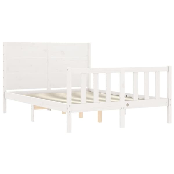 sengeramme med sengegavl 140x190 cm massivt træ hvid