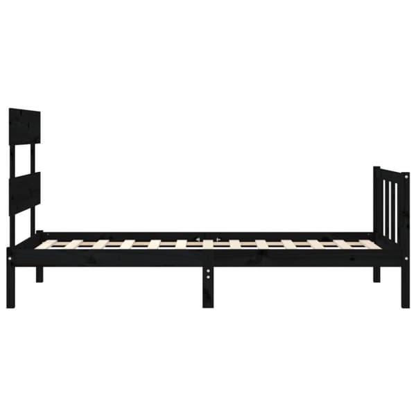 Sängram med huvudgavel svart 100x200 cm massivt trä