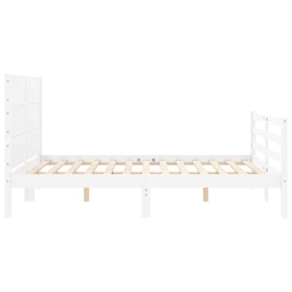 sengeramme med sengegavl 140x200 cm massivt træ hvid