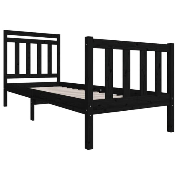 Sängynrunko musta 75x190 cm Small Single täysi puu