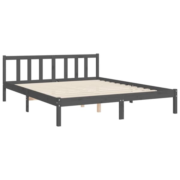 sengeramme med sengegavl kingsize massivt træ grå